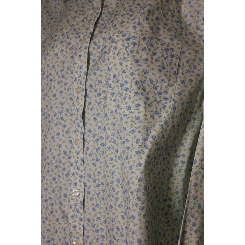 L.L. Bean Cotton Button Up Floral Shirt Top Wrinkle Resistant Office Twee Large - Picture 6 of 11